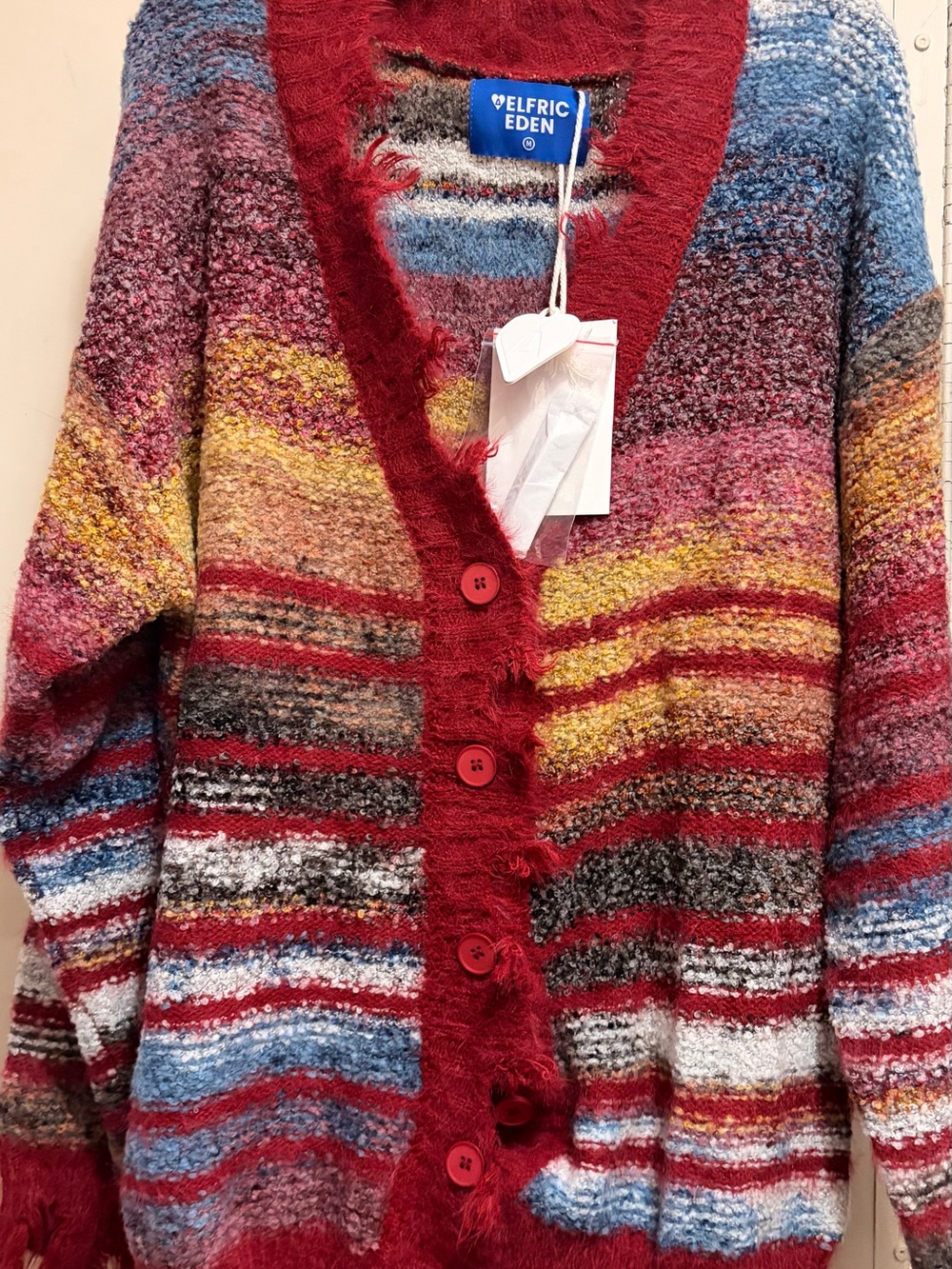 AELFRIC EDEN FRINGE STRIPE CARDIGAN